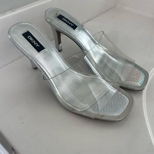 DKNY clear heels-worn once